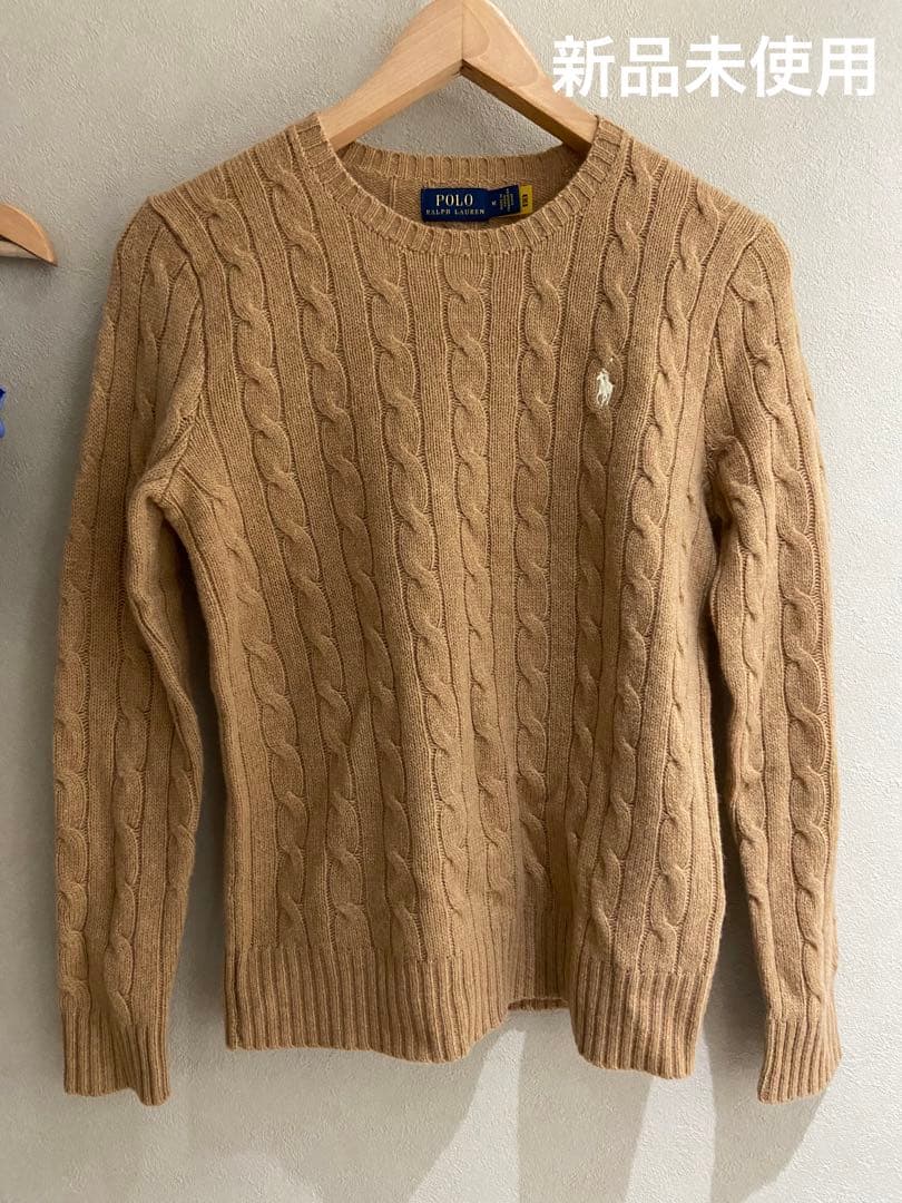 ポロラルフローレン ケーブルニット キャメル - メルカリ