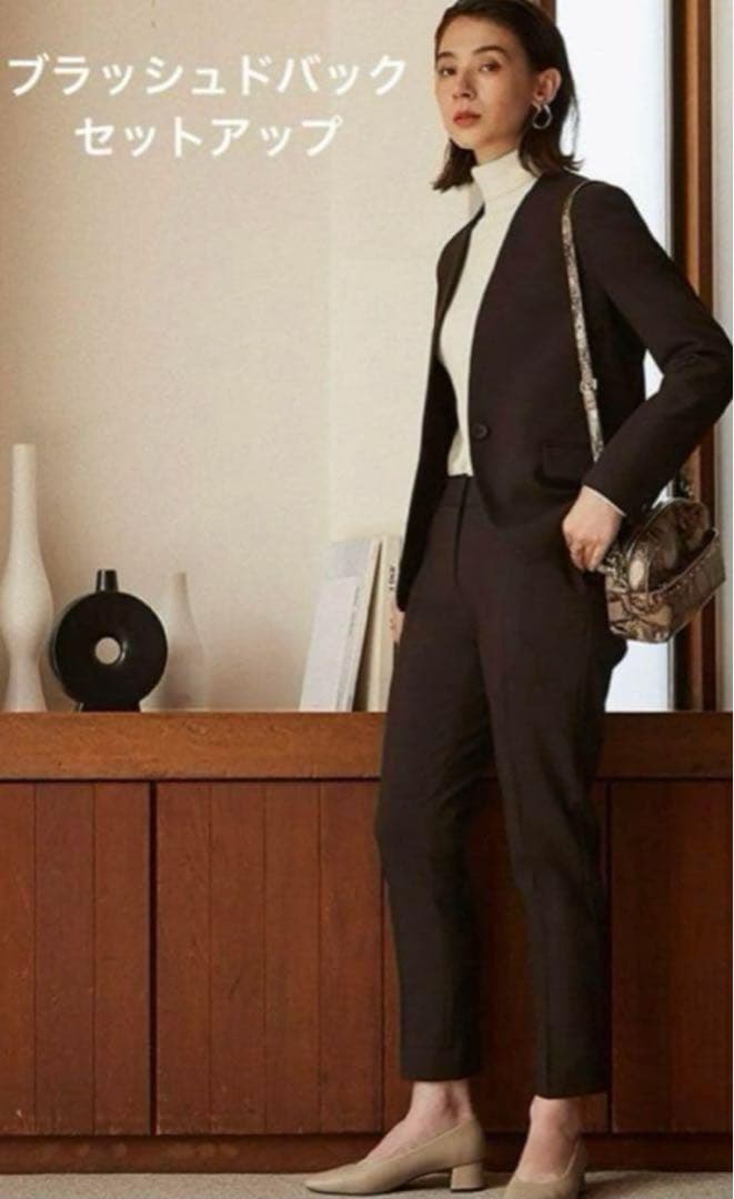 プラステ　ブラッシュドバックノーカラージャケット　パンツ　セットアップ PLST(プラステ)公式 | ブラッシュドバックカラーレスジャケット