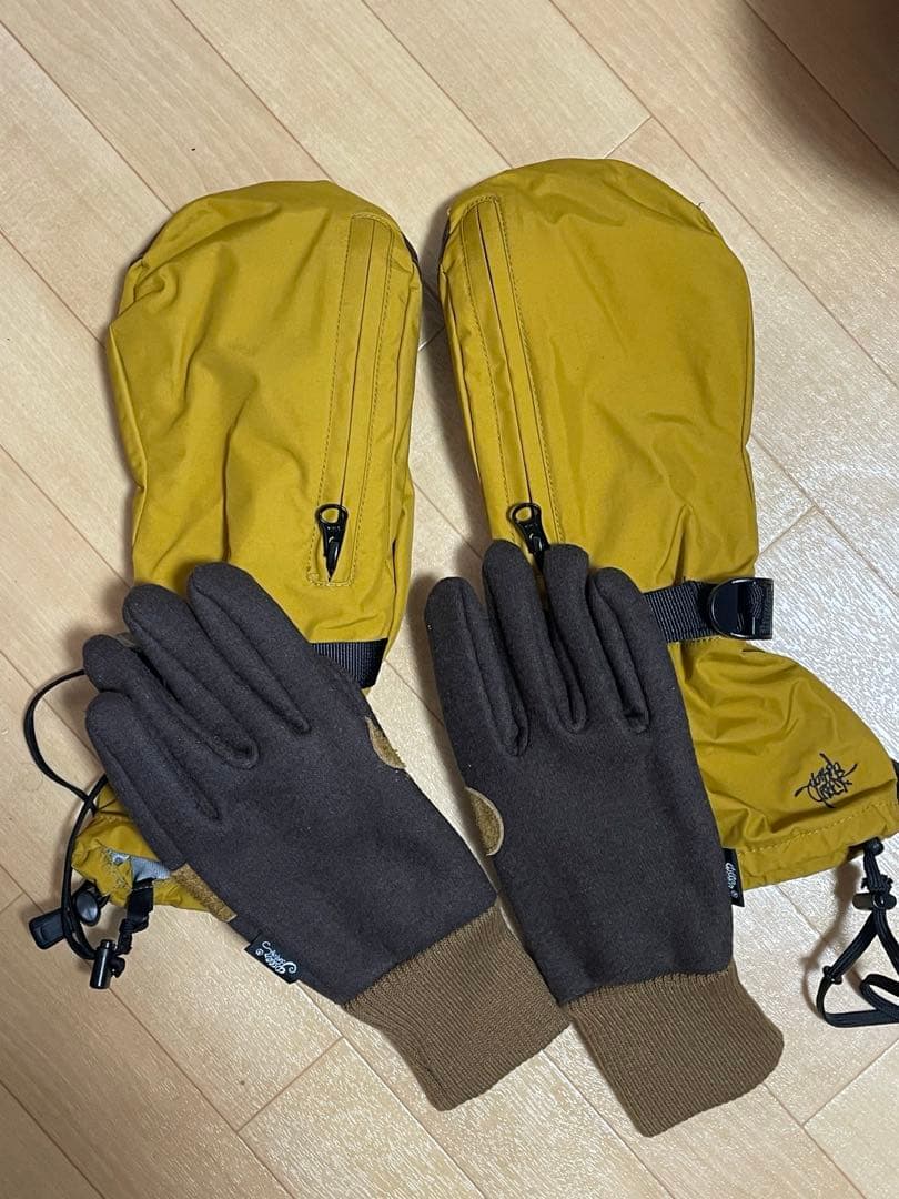 green clothing イエローレザーミトングローブ M 80s 米軍 キルティングライナー トリガーフィンガー ミトン グローブ M