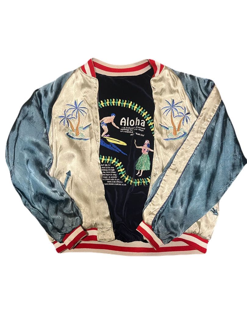 激レア！BGCO 90s初期 別珍×サテン ハワイアン リバーシブルスカジャン