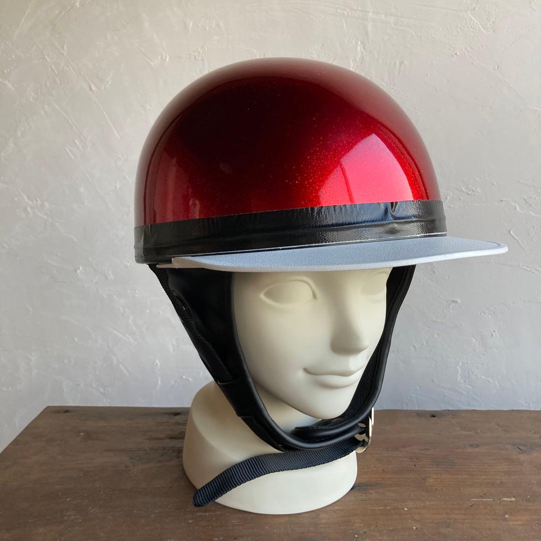 コルク半 赤 ラメ 三つボタン 半ヘル 半帽 旧車 暴走族 - メルカリ