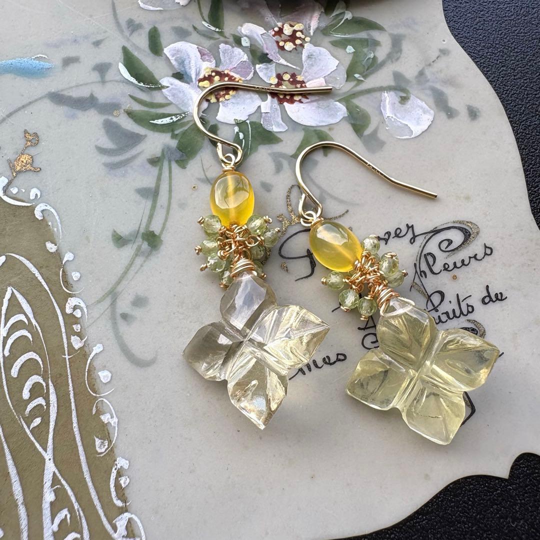 《のんたん様》レモンクォーツ&水晶＆ピンクアメジスト＆グリーンアメジストチャーム