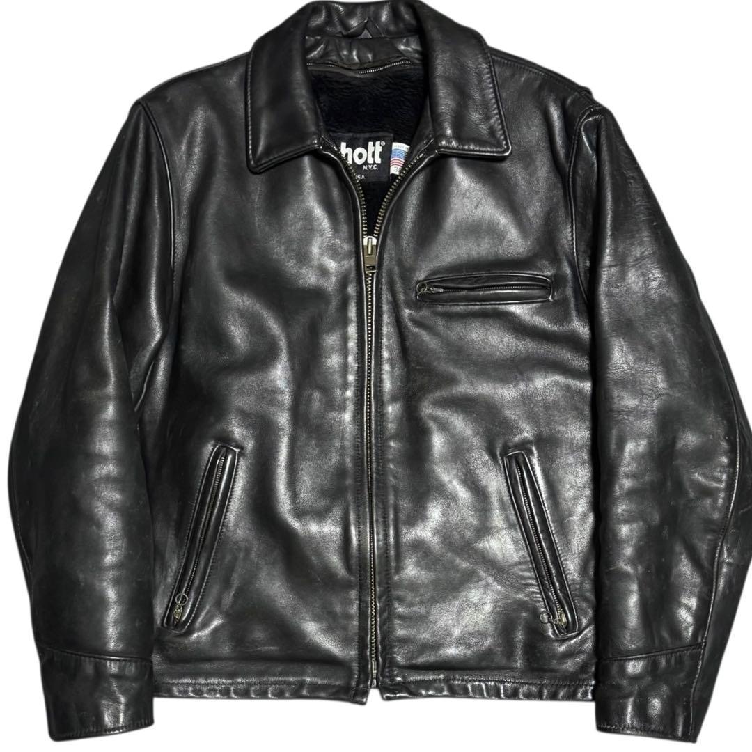 Schott 米国製 AT101 ボアライナー付 ライダースジャケット 38 Schott N.Y.C（ショット） SCHOTT / ショット | ボアライナー付 レザー