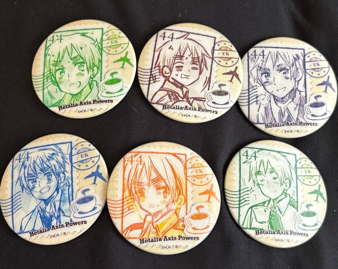 ひよこ ヘタリア イギリス アニメガ チェンジング缶バッジ 全種セット ヘタリア World☆Stars」トレーディング缶バッジ yummy! ver. Vol.1