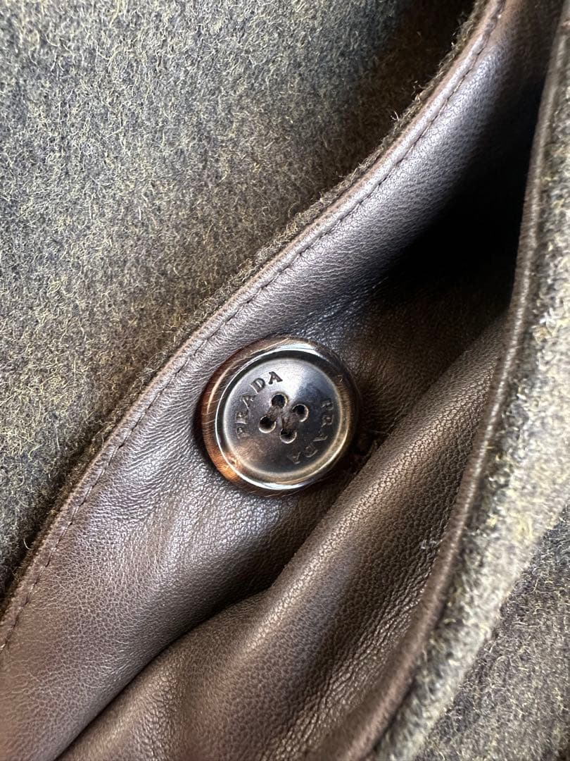 ジャケット・アウター \"prada\"leather collar balmacaan coat