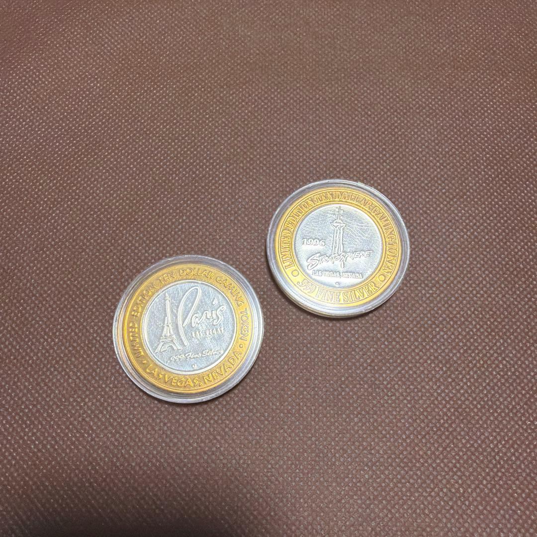 ラスベガス　$10ドル　記念　2枚　 .999シルバー ラスベガス ベラージオ10ドルトークン 銀99.9％ p39 - メルカリ