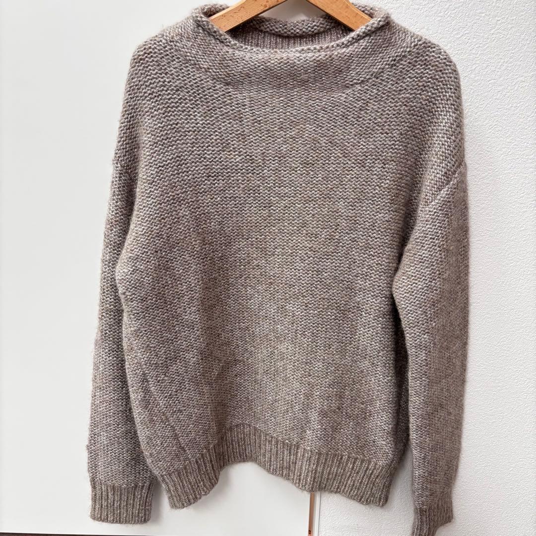 1回着用 MORABITO ニットセーター アルパカ40% 銀ラメハイネック M