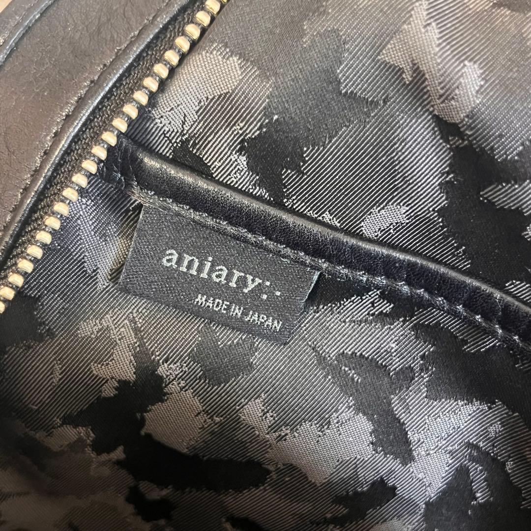 土日限定価格！ aniary ボディバッグ レザー 本革 ブラック シボ加工