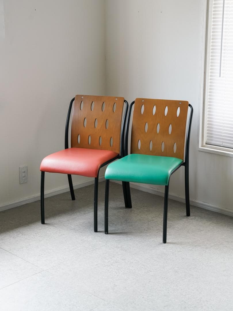 廃盤 \"CRES\" vintage チェア 2脚 レトロ ポストモダン