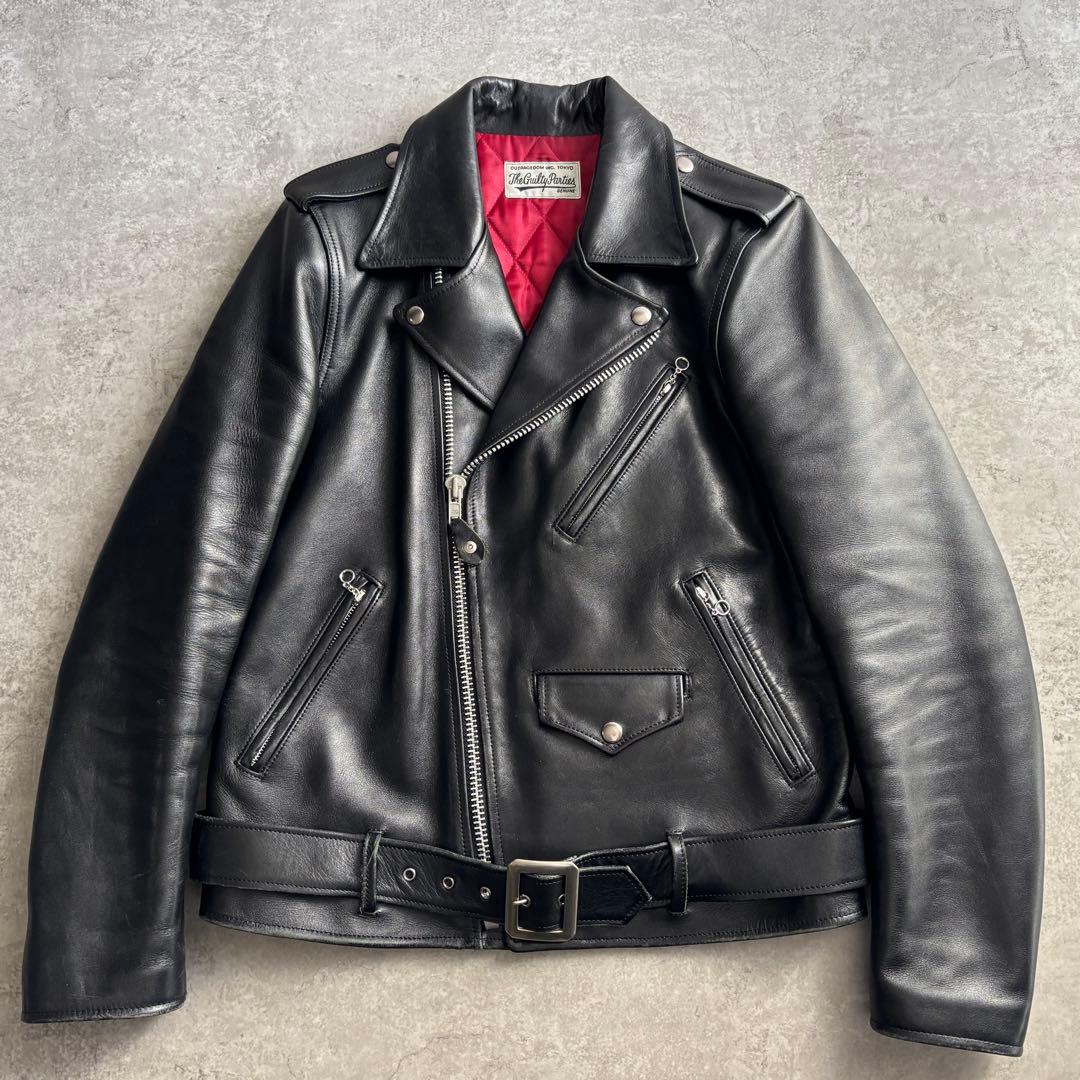 美品□WACKO MARIA ワコマリア 【L】ライダースジャケット ダブル 黒