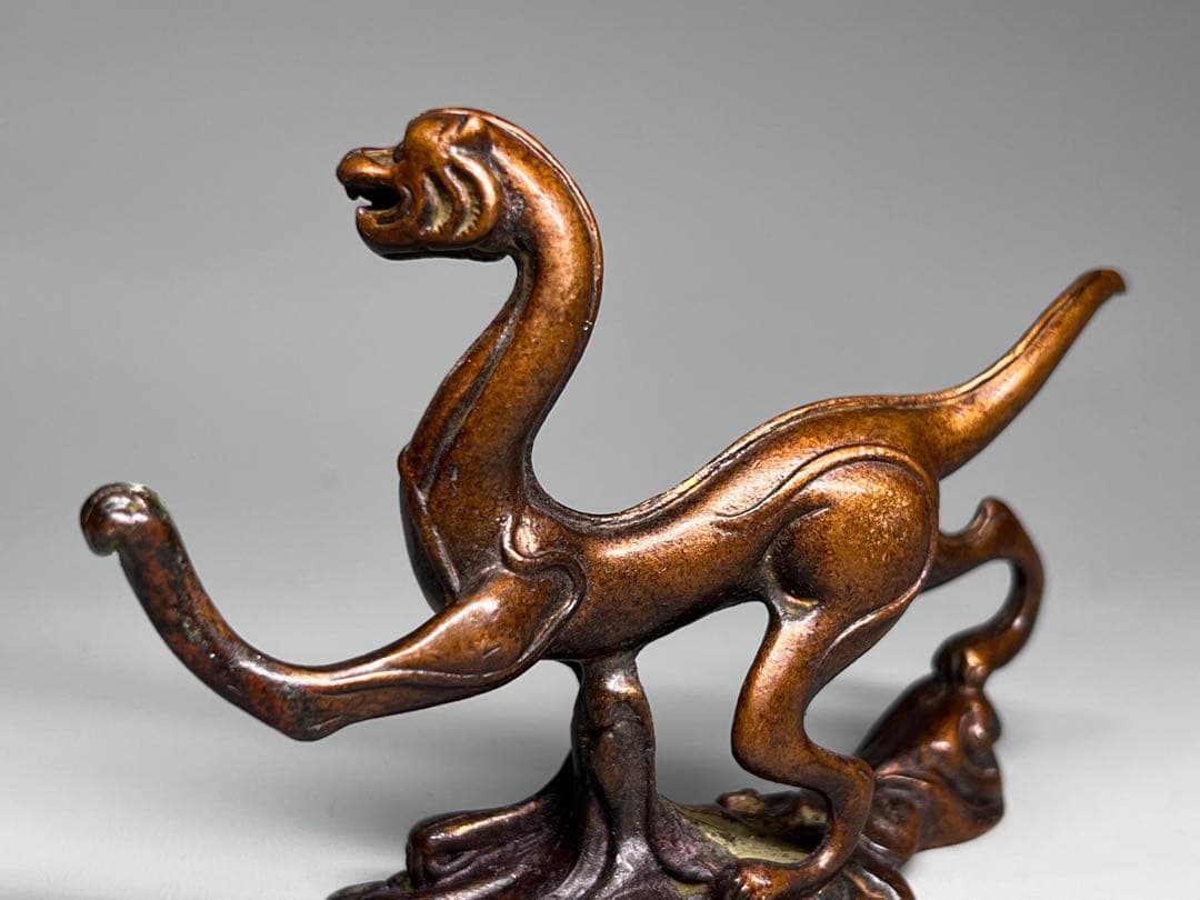 古美術 文鎮 置物 龍 細工 金属工芸 古銅 骨董品 飾り物 開運風水