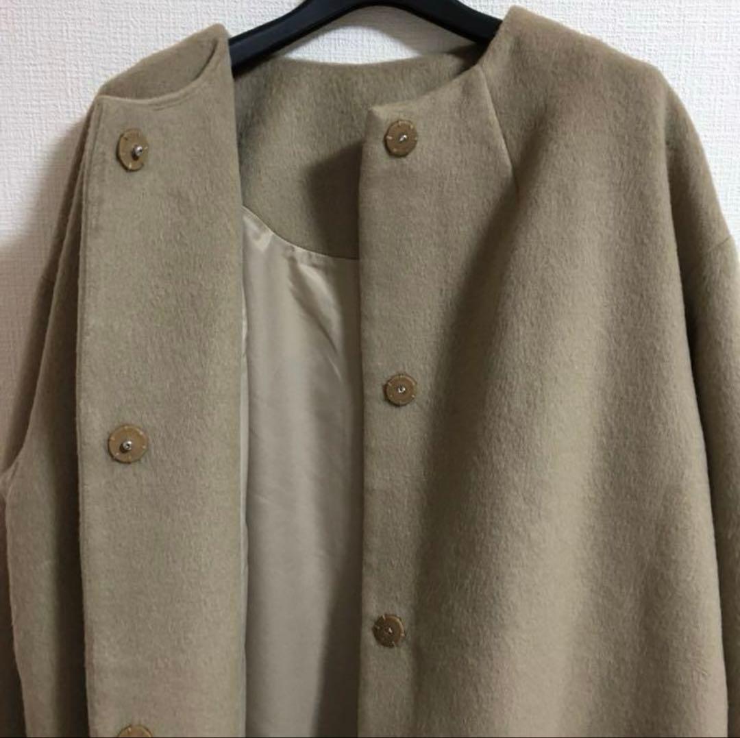 anuans クルーネックシャギーロングコート ベージュ 中村麻美 - メルカリ