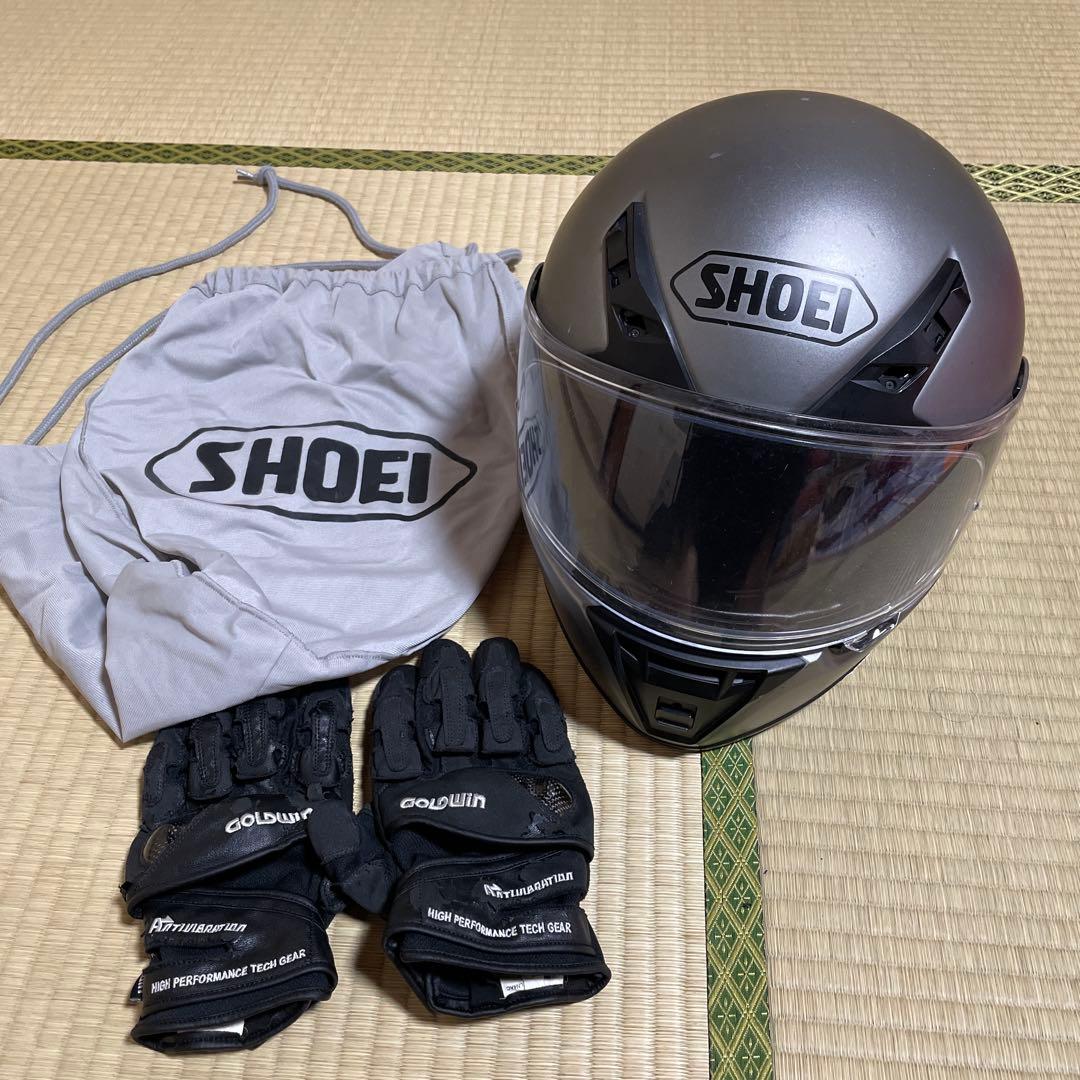 SHOEI フルフェイスヘルメット グレー　バイク グローブ付き SHOEI ヘルメット「Z-8 バサルトグレー」 パーソナルフィッティングご