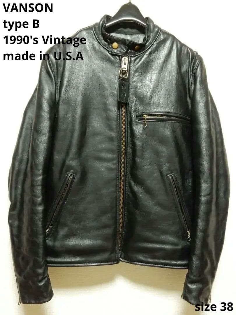 激レアモデルD！バンソンVANSON立ち襟スタンドシングルライダース38 VANSON バンソン モデルB 立ち襟シングルライダースジャケット - メルカリ
