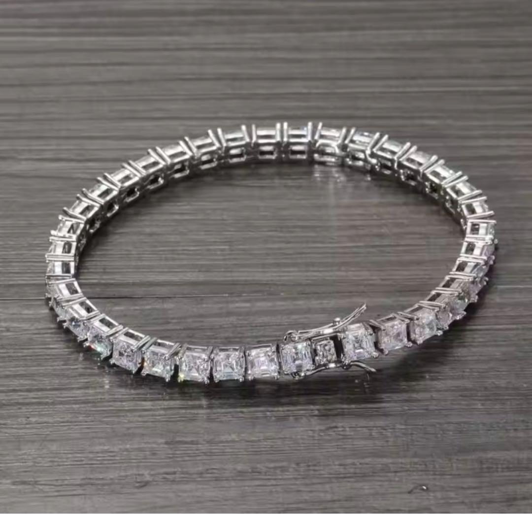 【格を纏う】10ctモアサナイト×S925 テニスチェーンブレスレット｜証明書付 5.4ctモアサナイト×S925 調整可能テニスチェーンブレスレット｜証明