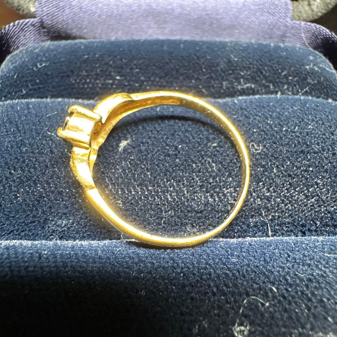 18金リング　ダイヤ(0.05ct) サファイア(0.47ct)2.2g 22号