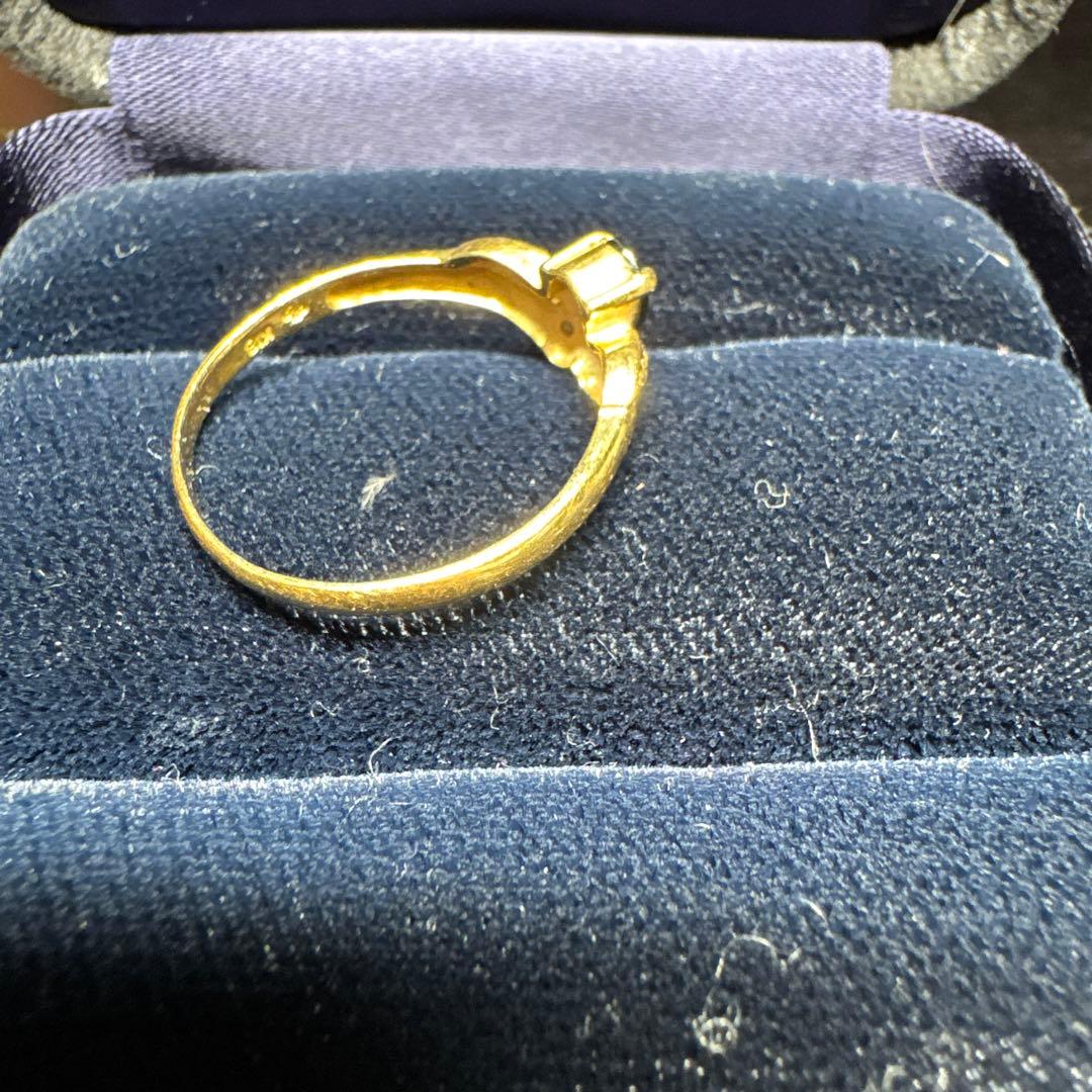 18金リング　ダイヤ(0.05ct) サファイア(0.47ct)2.2g 22号