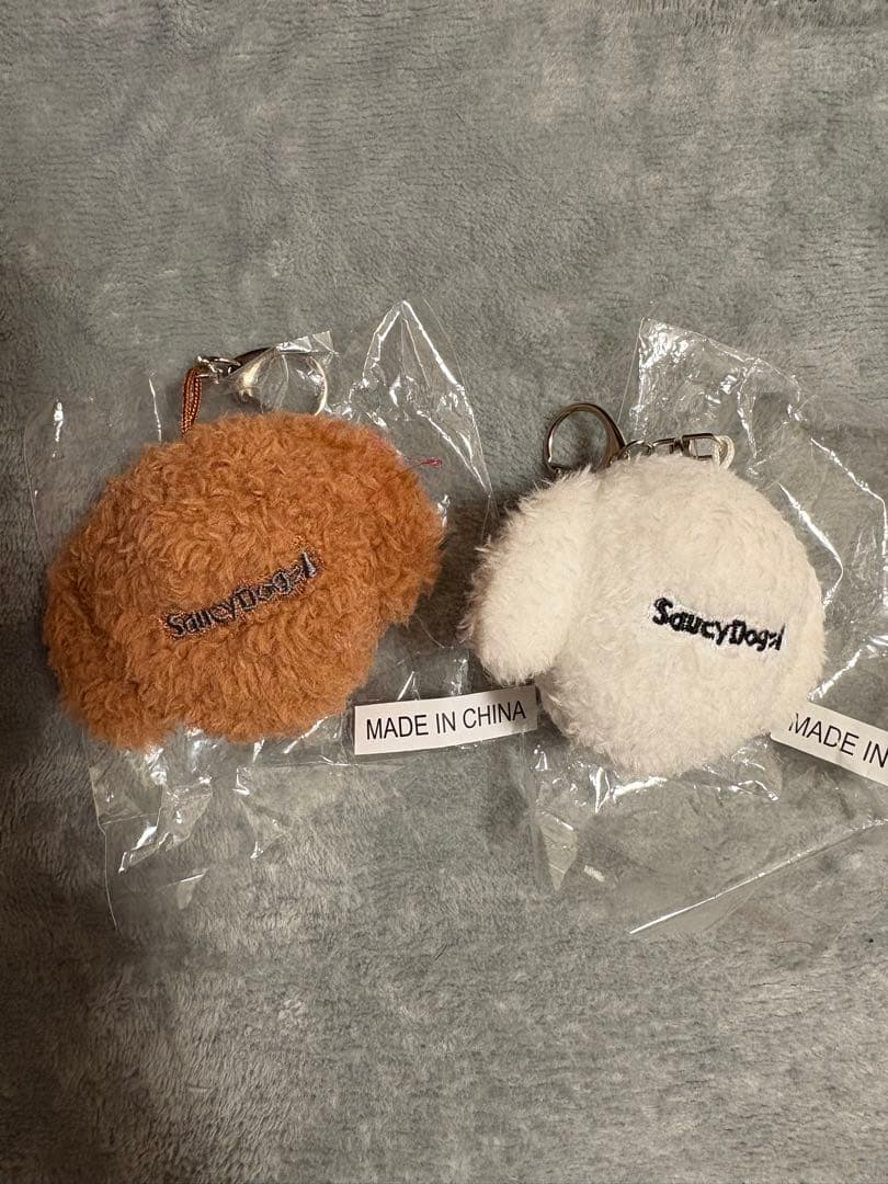 SaucyDog わんこぬいキーホルダー 白 茶 サウシードッグ犬