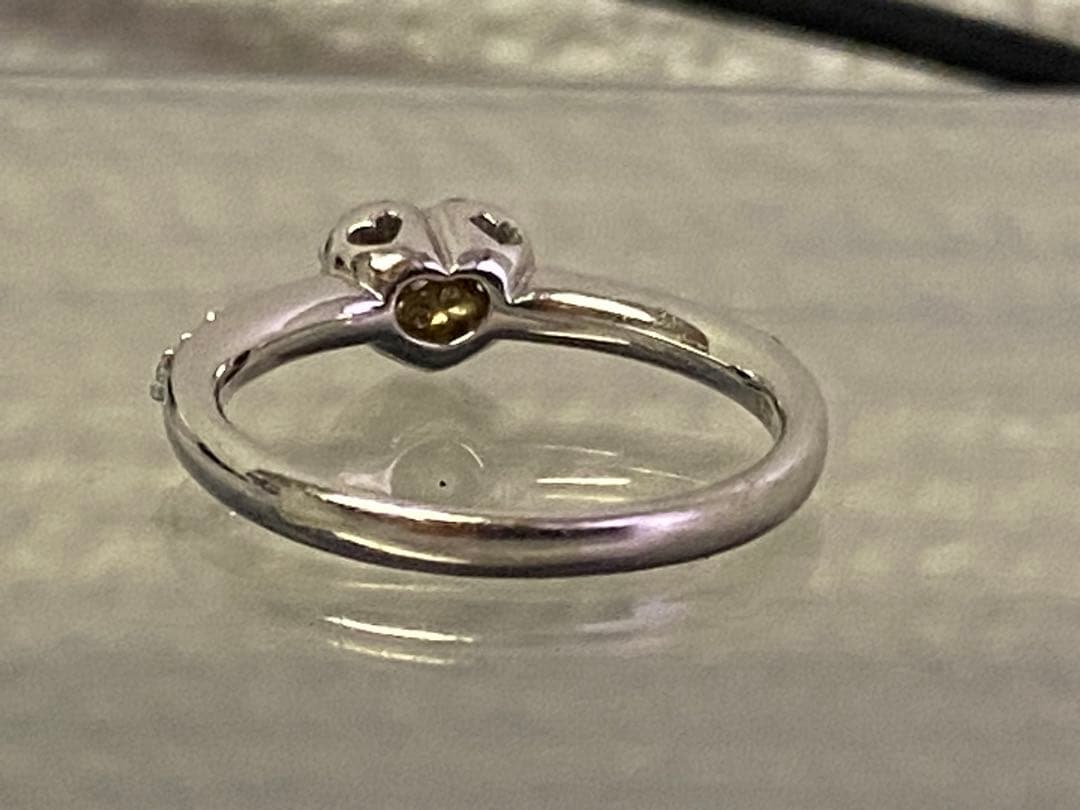 ポンテヴェキオ ダイヤ0.25ct ハート リング K18WG 1.5cm 7号