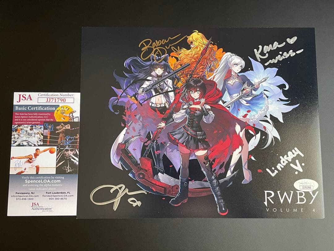 RWBY 直筆サイン入りミニポスター　JSA認定書付き　⑤ Lindsay Jones RWBY 8x10 Signed Photo JSA Certified Autograph
