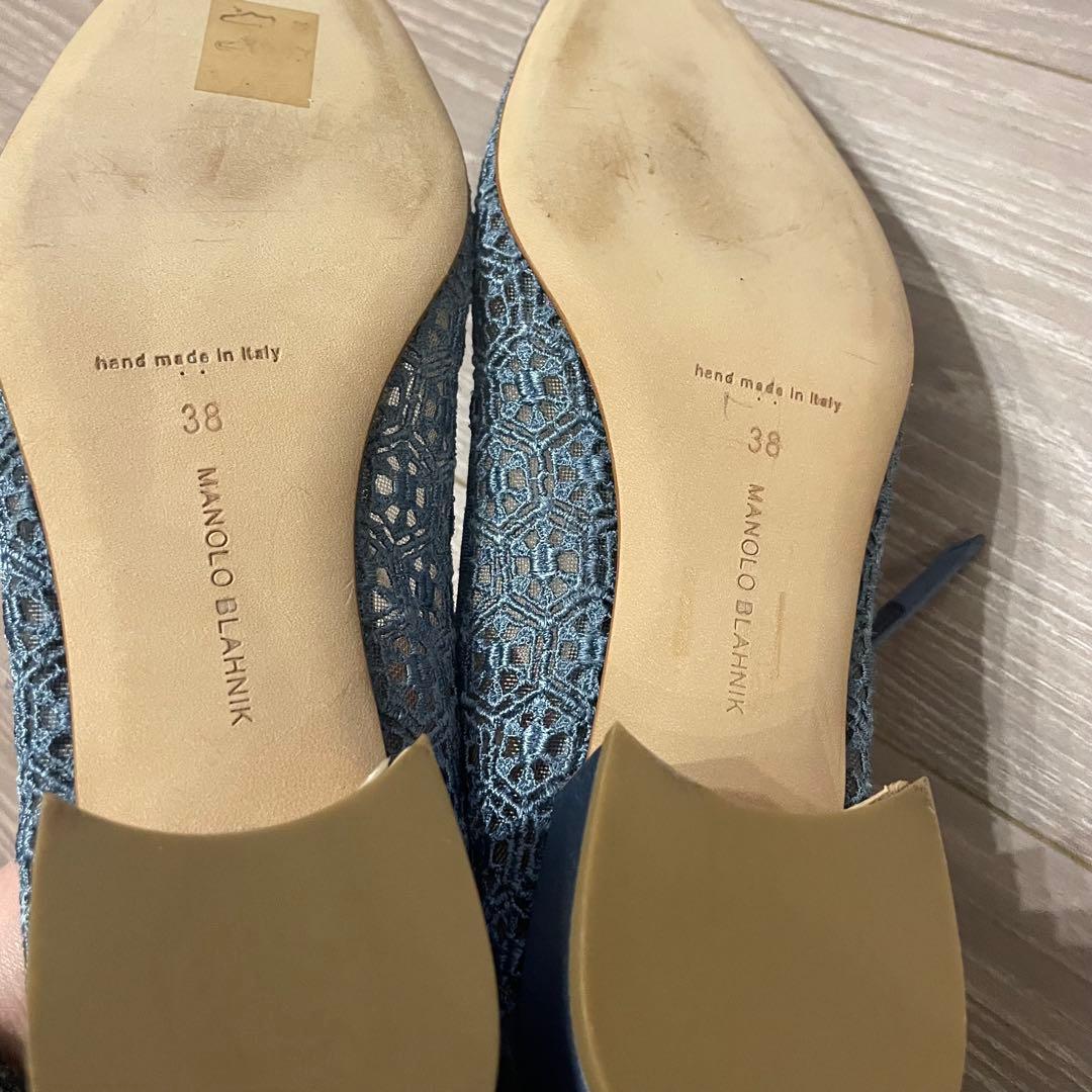 マノロブラニク未使用レースパンプス38ブルー金子綾さん大草直子さん愛用ブランド