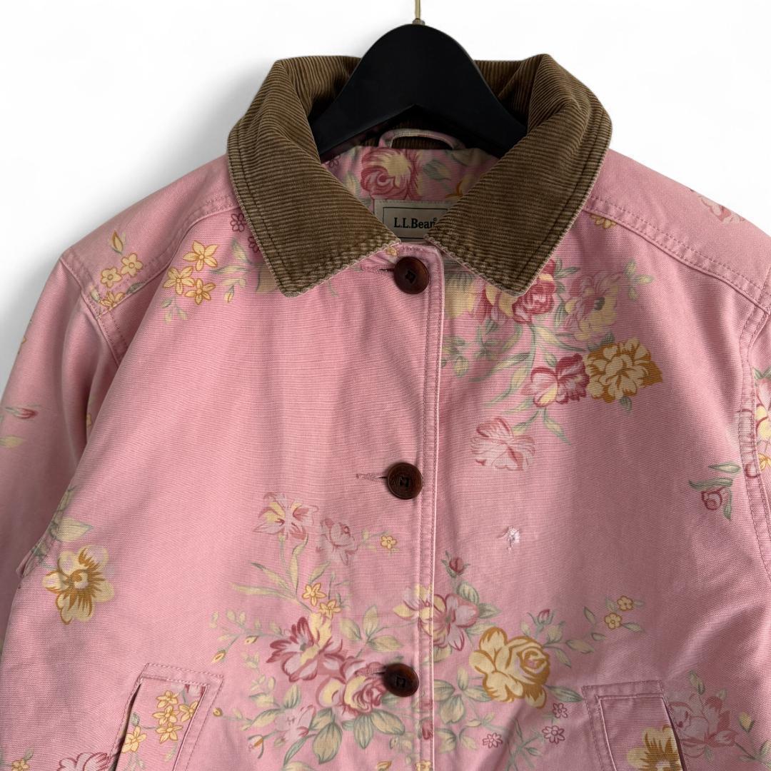 80s ヴィンテージ L.L.Bean 花柄 ワークジャケット ピンク S Y7