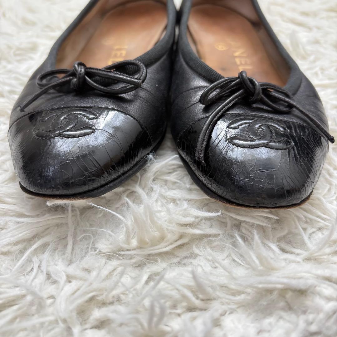 CHANEL シャネル　黒　ブラック　レザー　ココマーク　22.5cm 35.5