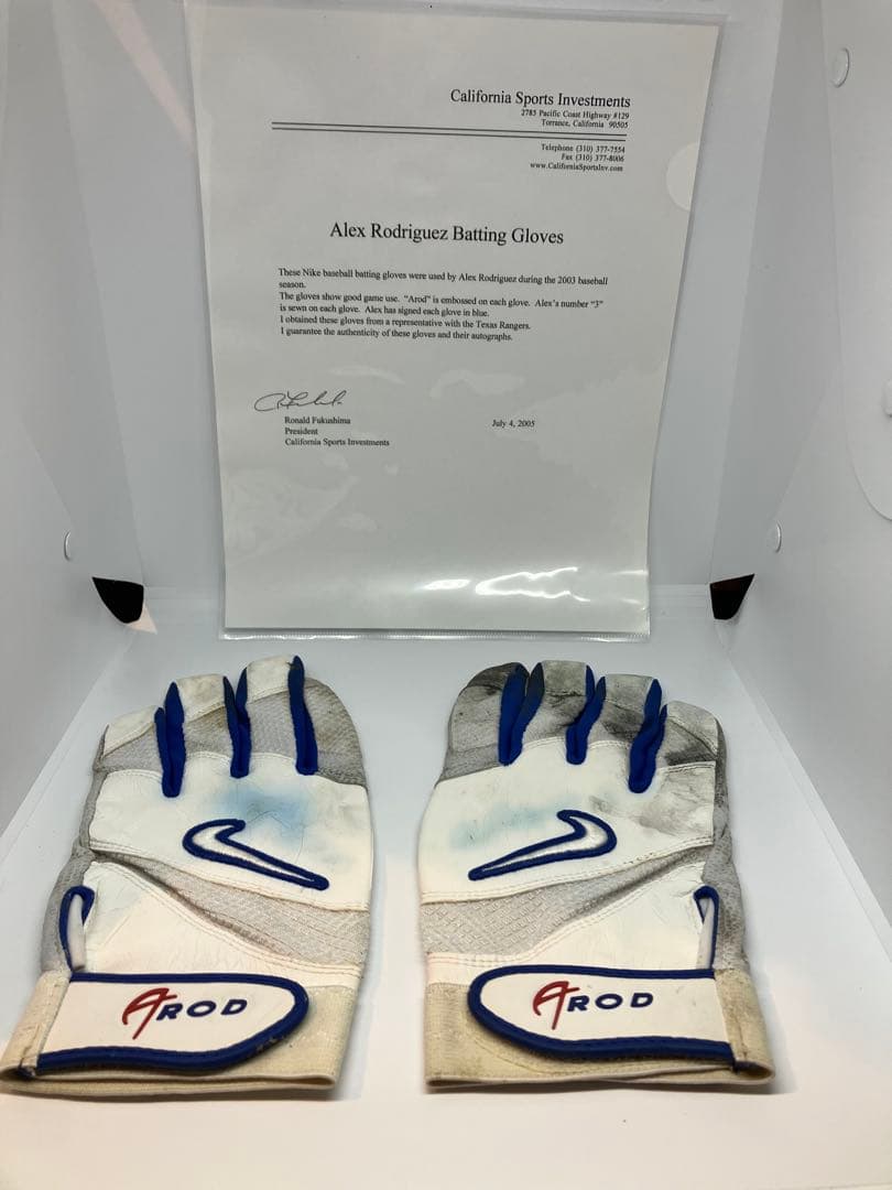 アレックス・ロドリゲス　2003年MLB公式戦 実使用バッティンググローブ Rawlings ローリングス プロモデル USA アレックス・ロドリゲス モデル