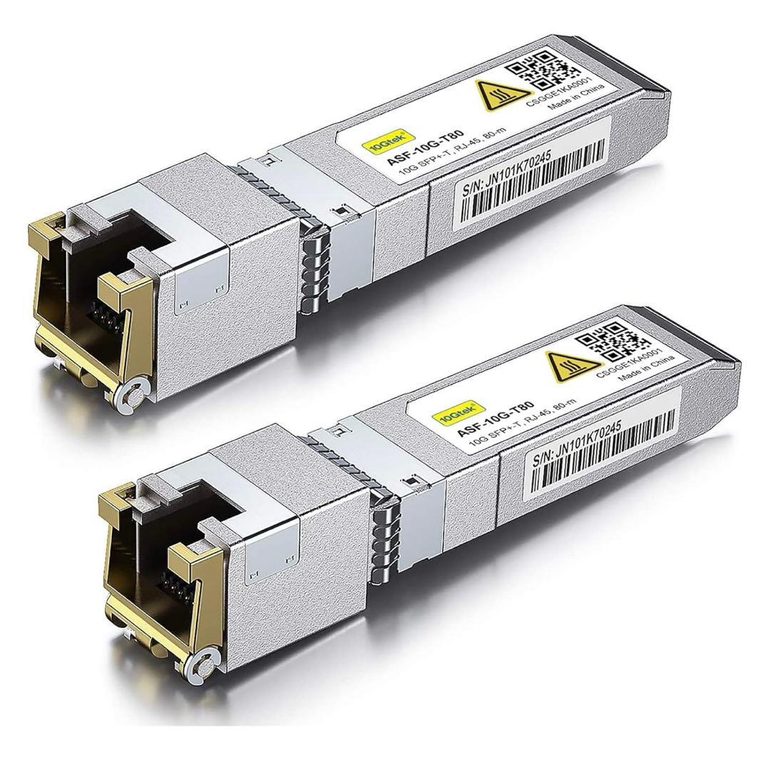 新品　10Gtek 10GBase-T SFP+モジュール　RJ-45 2個入り Amazon.com: 10Gtek SFP+ to RJ-45 10GBase-T Transceiver, 10Gbe