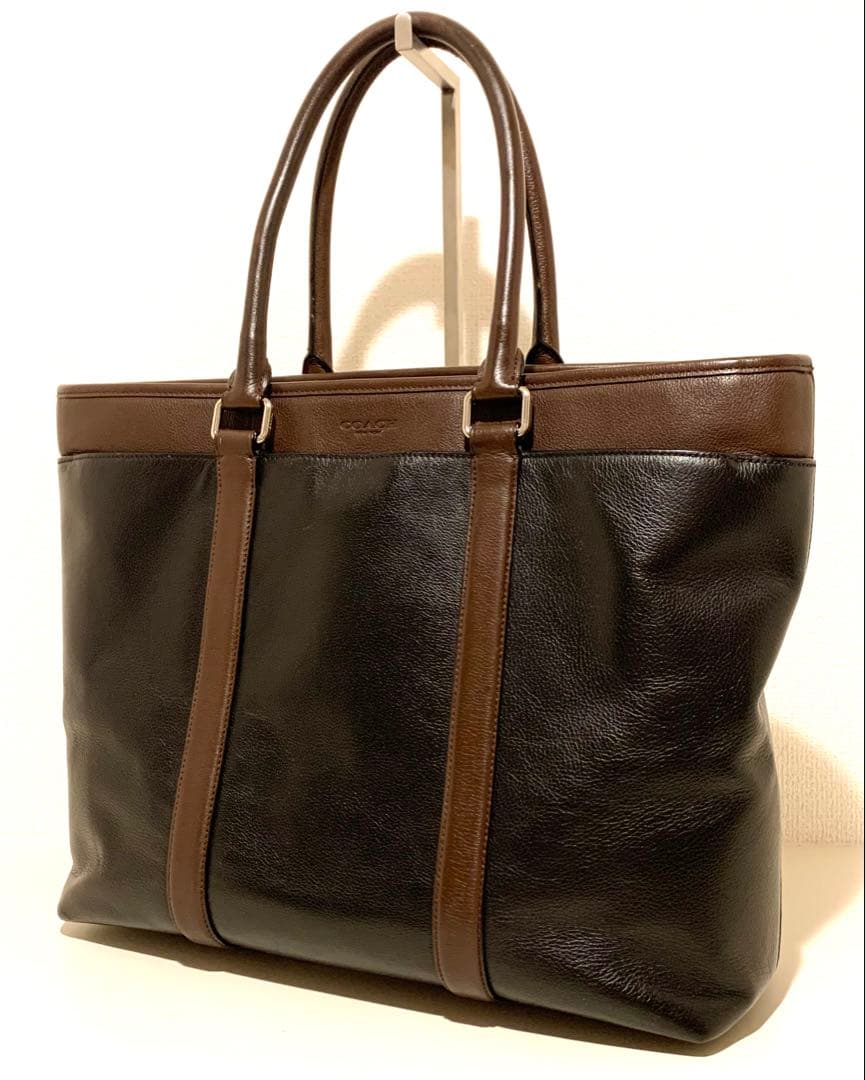 ★週末特価★ COACH メトロポリタン トート 黒×茶レザー A4 COACH（コーチ） トートバッグ メトロポリタン トート 32 メンズ