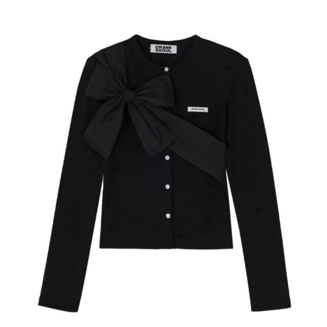 TWICE ミナ着用 CRANK リボン ニット カーディガン ブラック - メルカリ