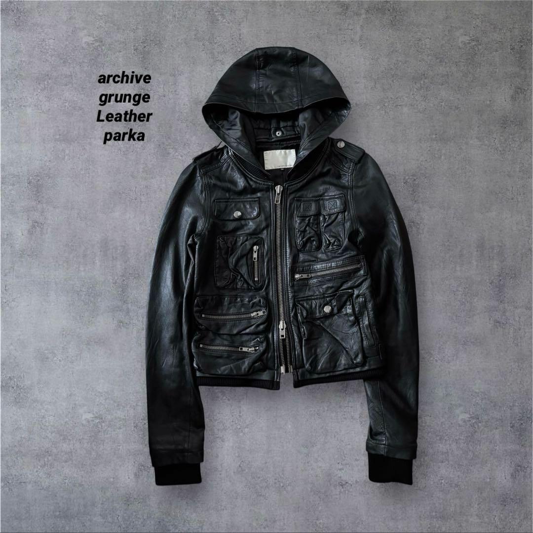 archive gimmick Leather jacket parka y2k - メルカリ