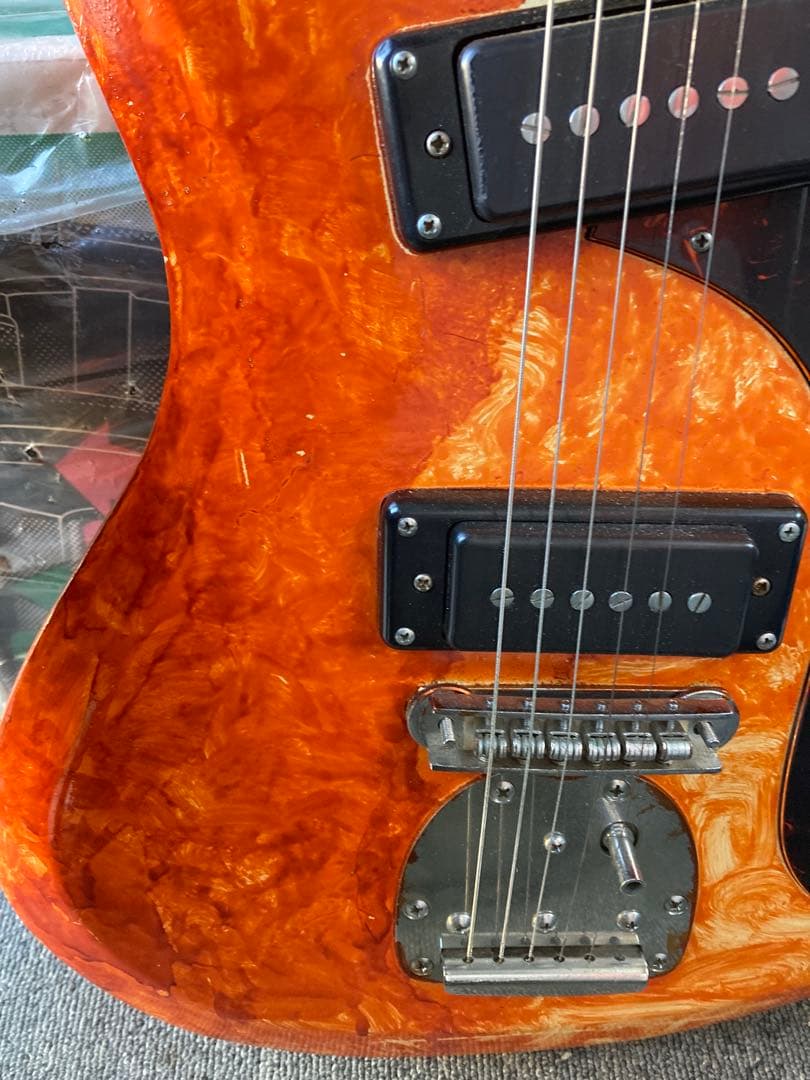 オレンジ マーブル エレキギター ハムバッカー
