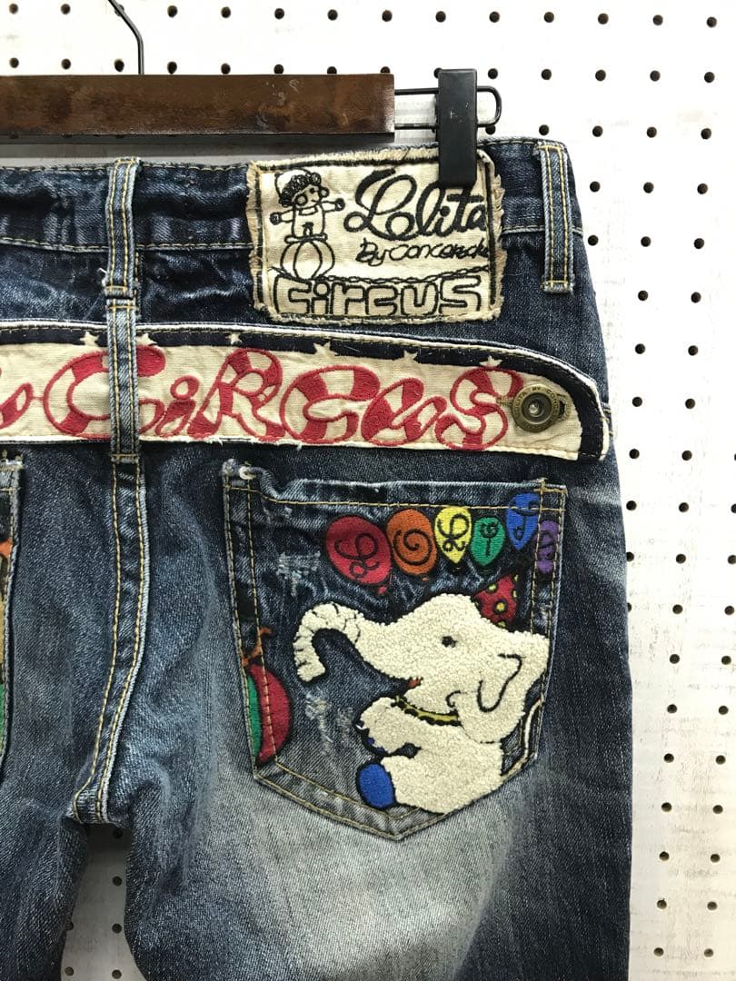 希少デザイン LOLITA JEANS サーカス ボアワッペン デニムパンツ