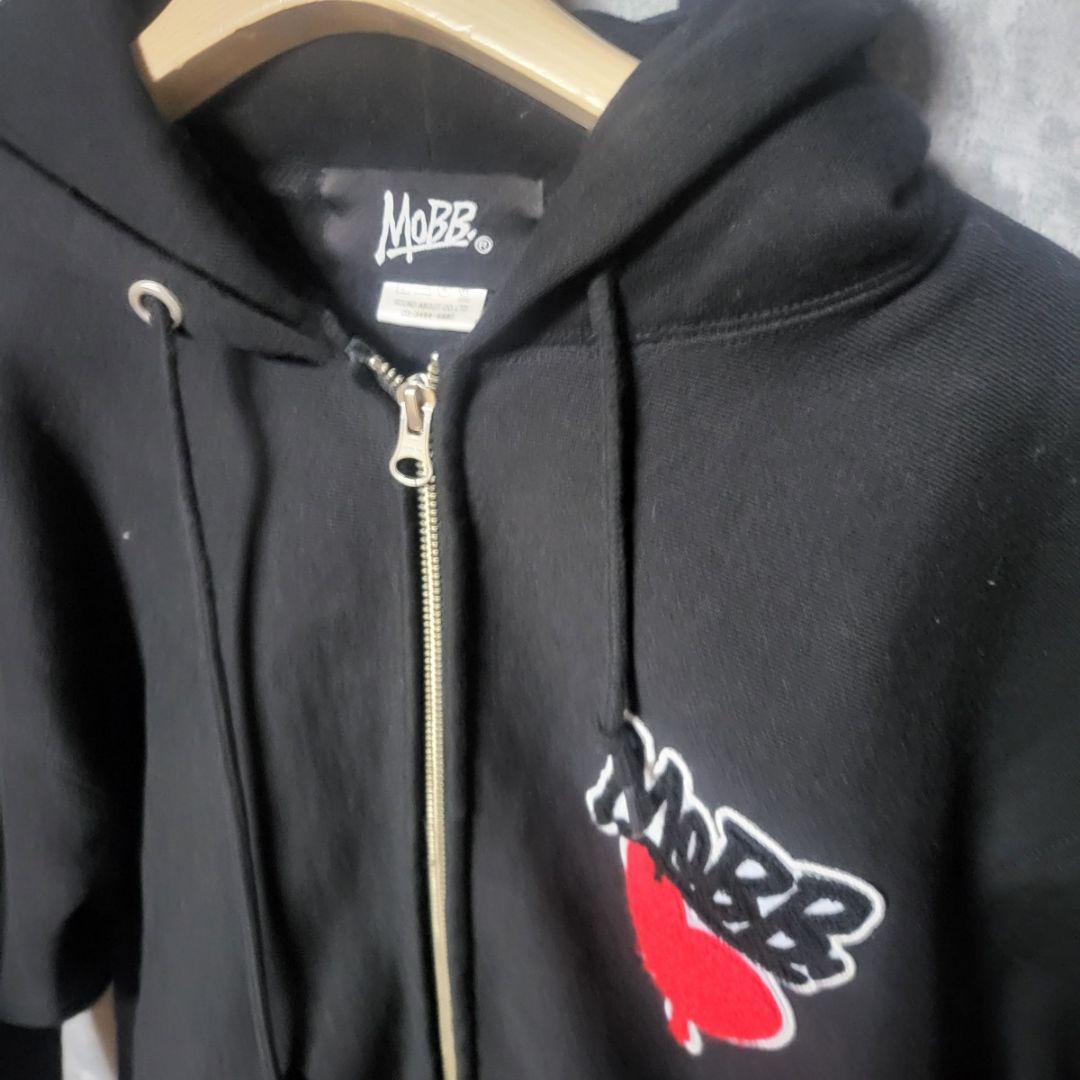 MOBB ジップアップパーカー XL 黒 ハートロゴ 刺繍 ストリート - メルカリ