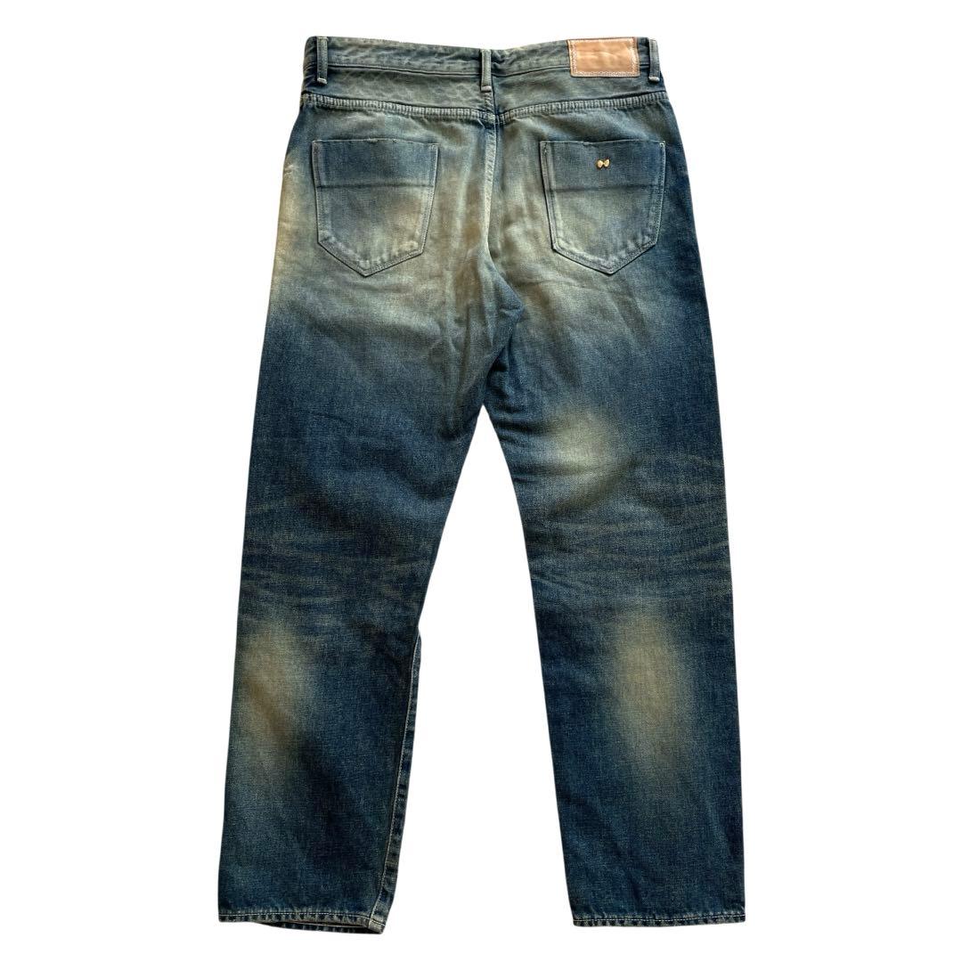 ミナペルホネンalwaysデニムパンツ 大きいサイズ40蝶々 ダメージデニム