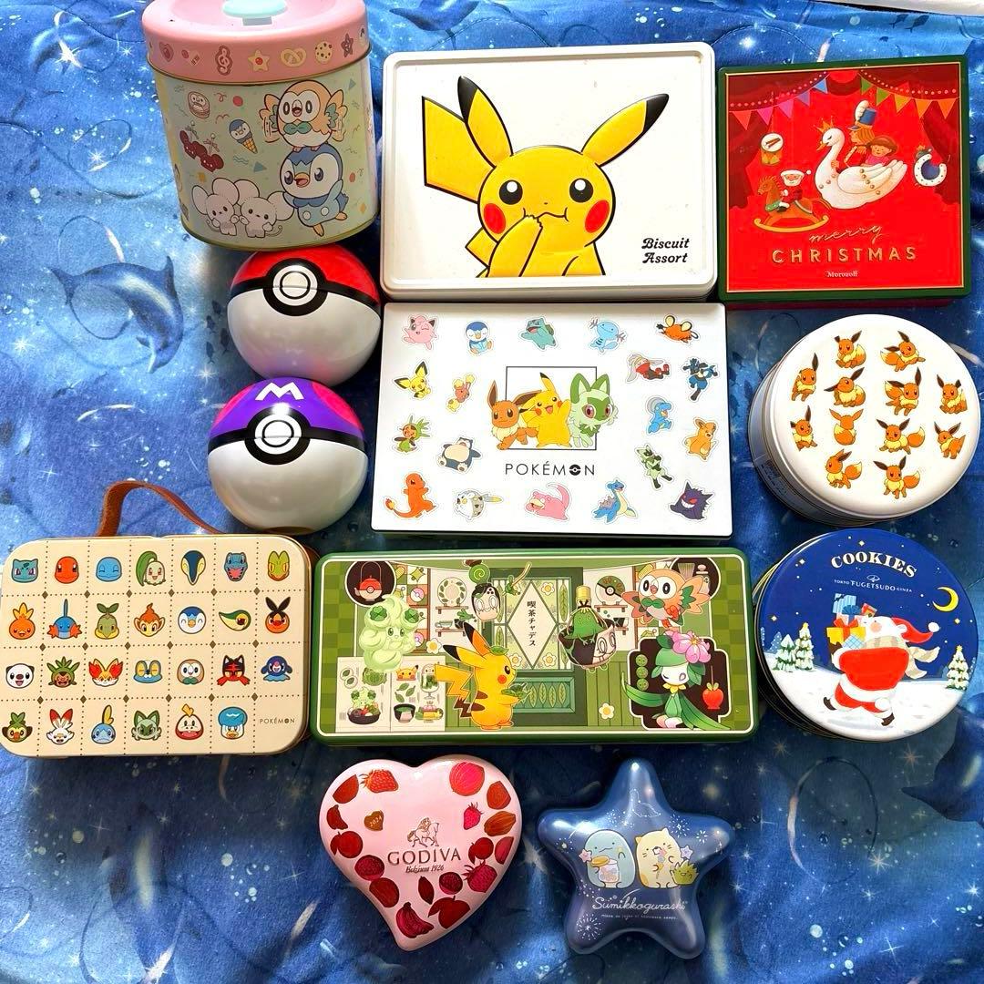 ポケモンピカチュウお菓子缶 空き缶ゴディバの空き缶、おまけ付きで