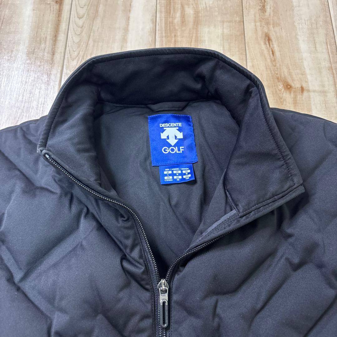 デサントゴルフ ダウンジャケット 袖ロゴ 黒 ブラック フリース L