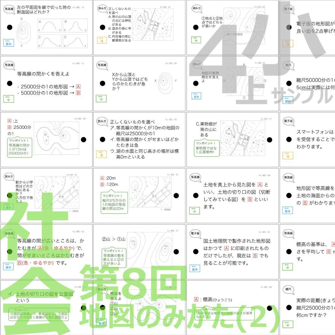 中学受験 暗記カード【4年上 社会・理科 6-19回】組分けテスト対策 予