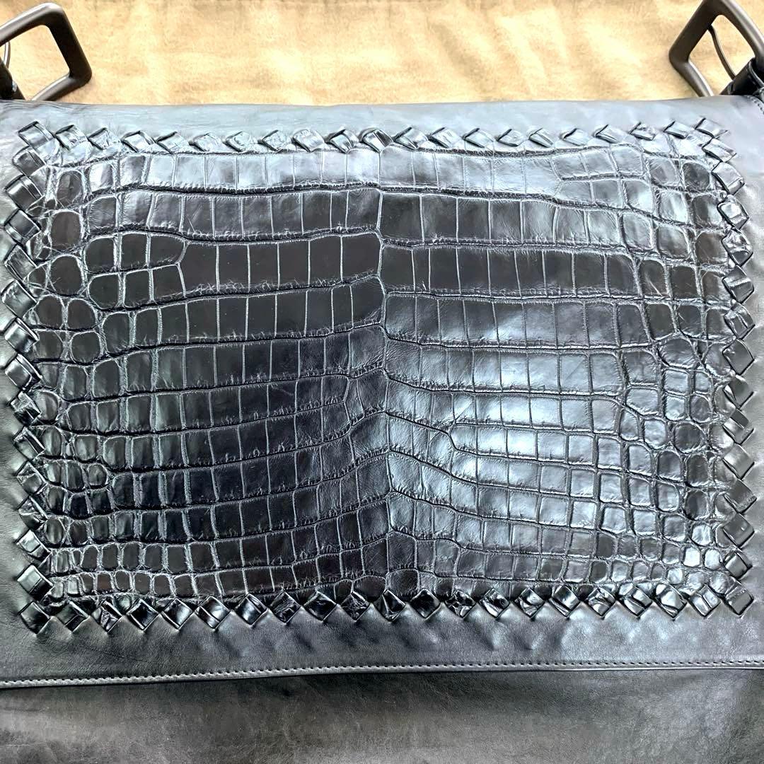 新品160万 ボッテガ イントレ クロコダイル メッセンジャー ショルダー