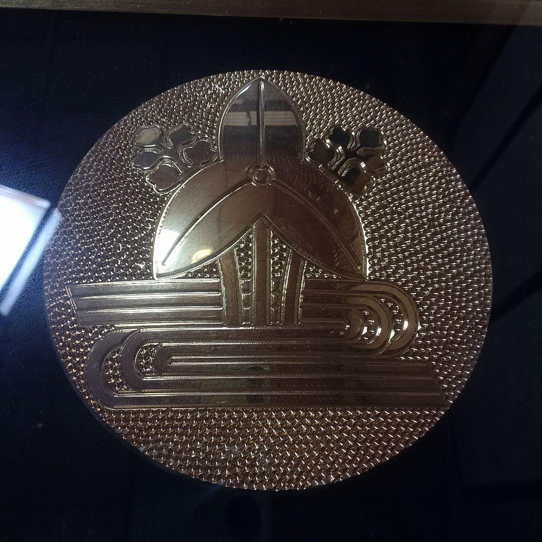 ☆スピード発送☆送料込☆家紋【純金メッキ】純金鍍金 銅 高級木製額縁