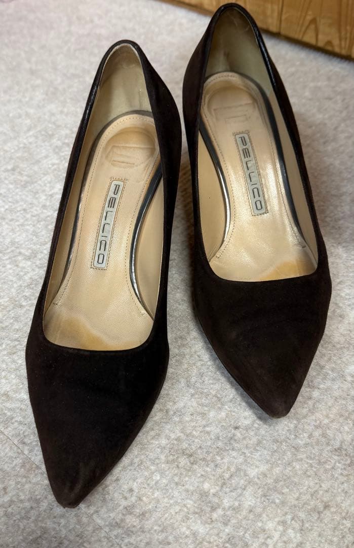 PELLICO ブラウン ポインテッドトゥハイヒール 35.5/22.5 6cm - メルカリ