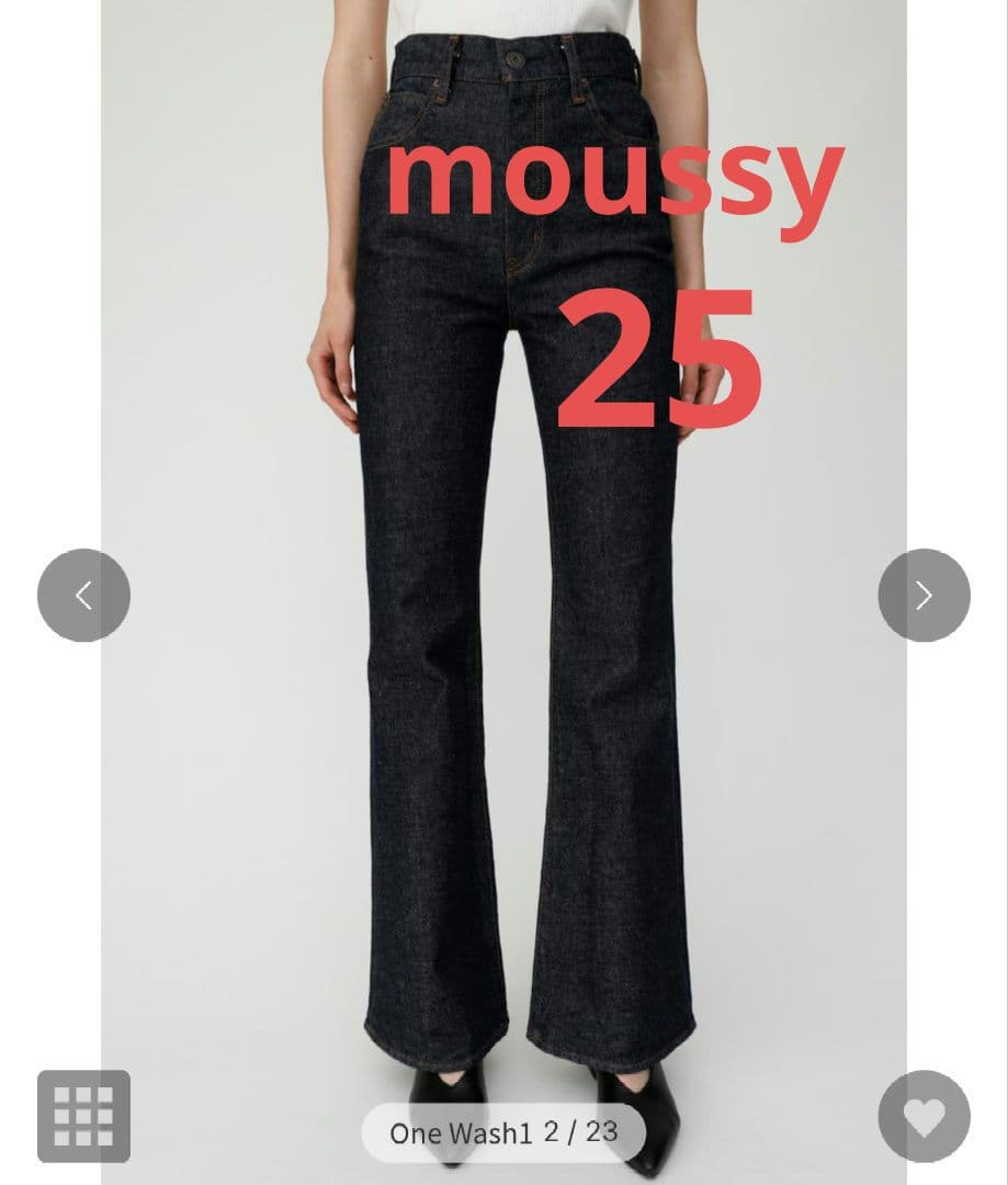 美品 moussy MVS フレアデニムパンツ ストレッチ ハイウエスト 25 MOUSSY（マウジー） ジーンズ デニム デニムパンツ MVS FLARE