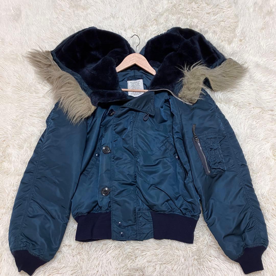 希少色 USA製 アルファインダストリーズ N-2B 90s L ネイビー - メルカリ