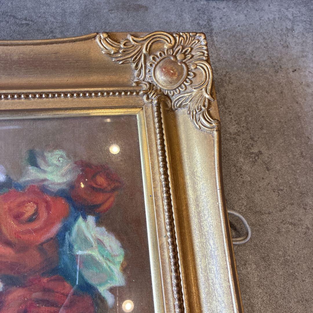 油絵　アート　ガラス入　インテリア