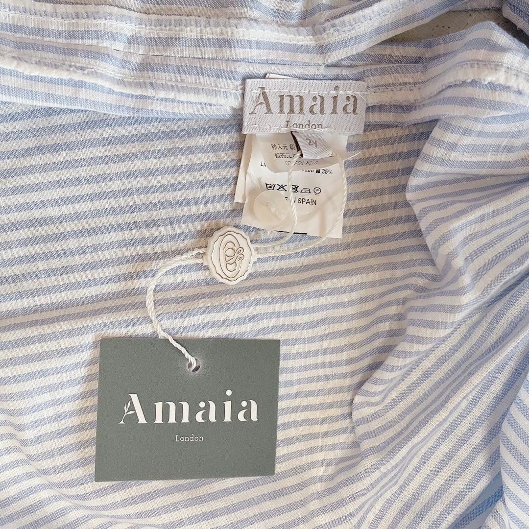 新品タグ付 amaia kids スモッキングストライプワンピース 90 2y