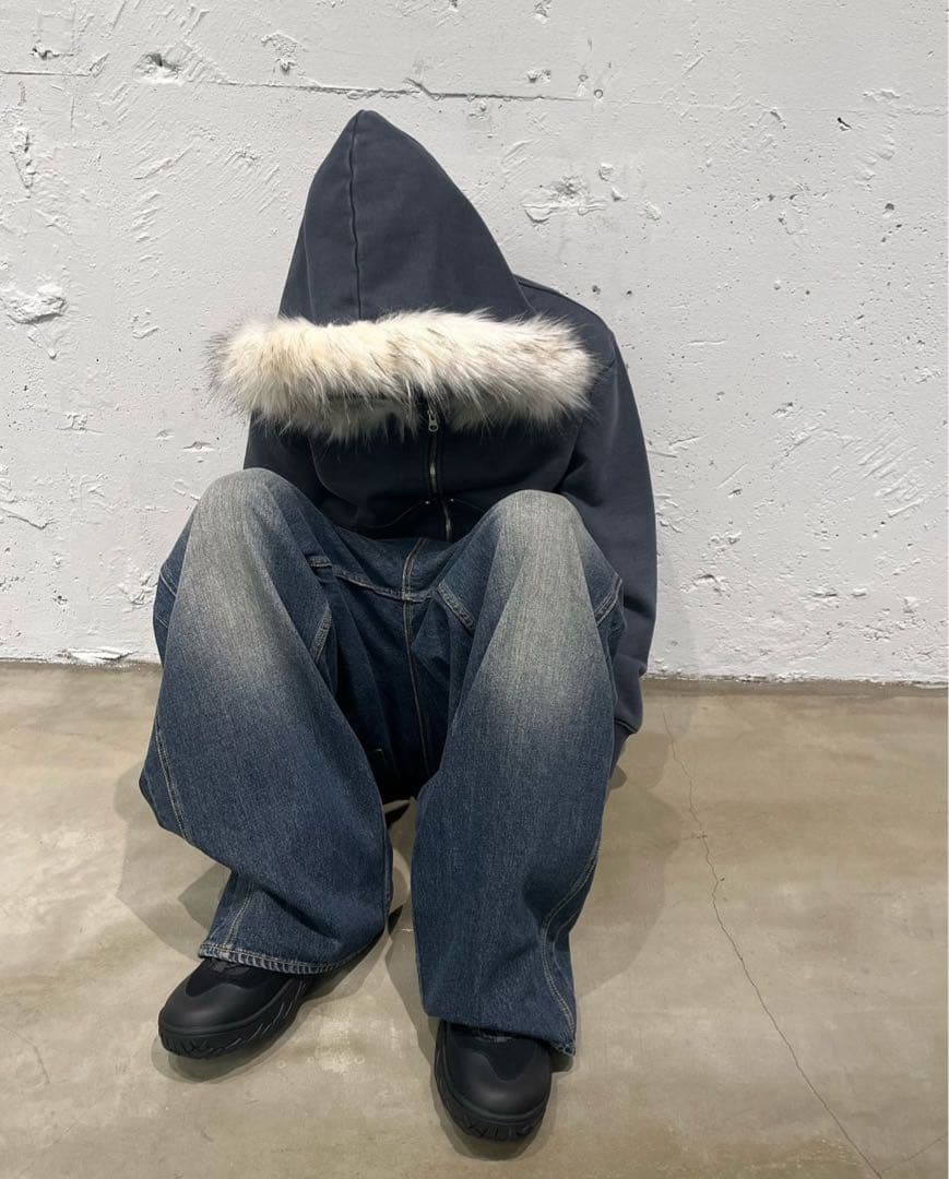 future archive ダブルジップパーカー ファー付き サイズM - メルカリ