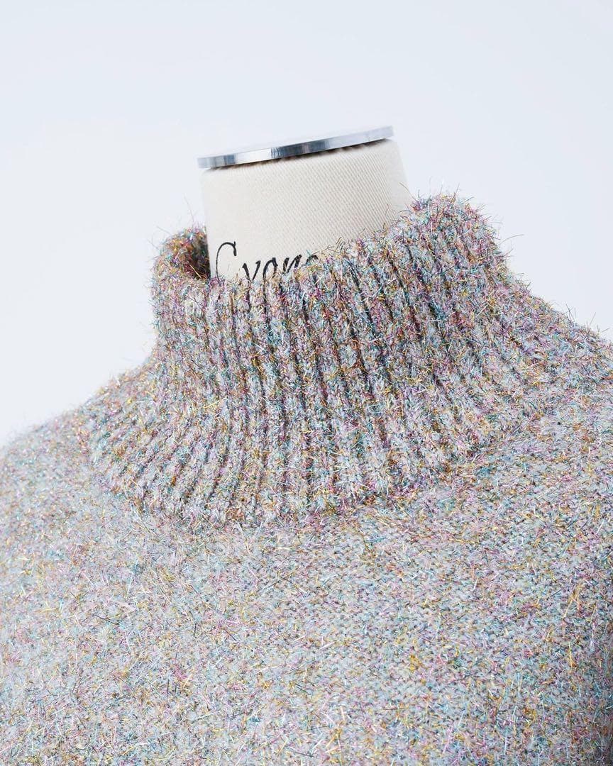 Cygne シーニュ ラメショートニットプルオーバー Aurore マルチカラー