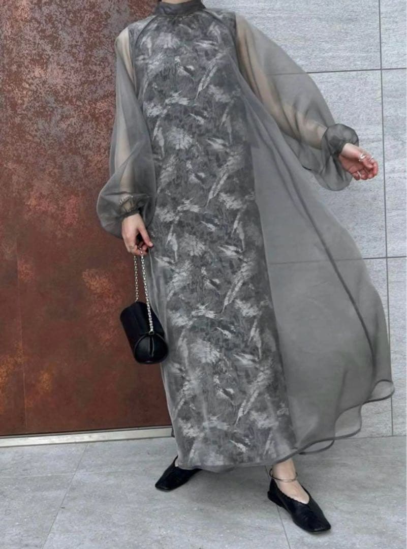 willfully ノースリーブジャガードワンピース&オーガンジーリボンタイop オーガンジーギャザーワンピ｜ワンピース - etoll.