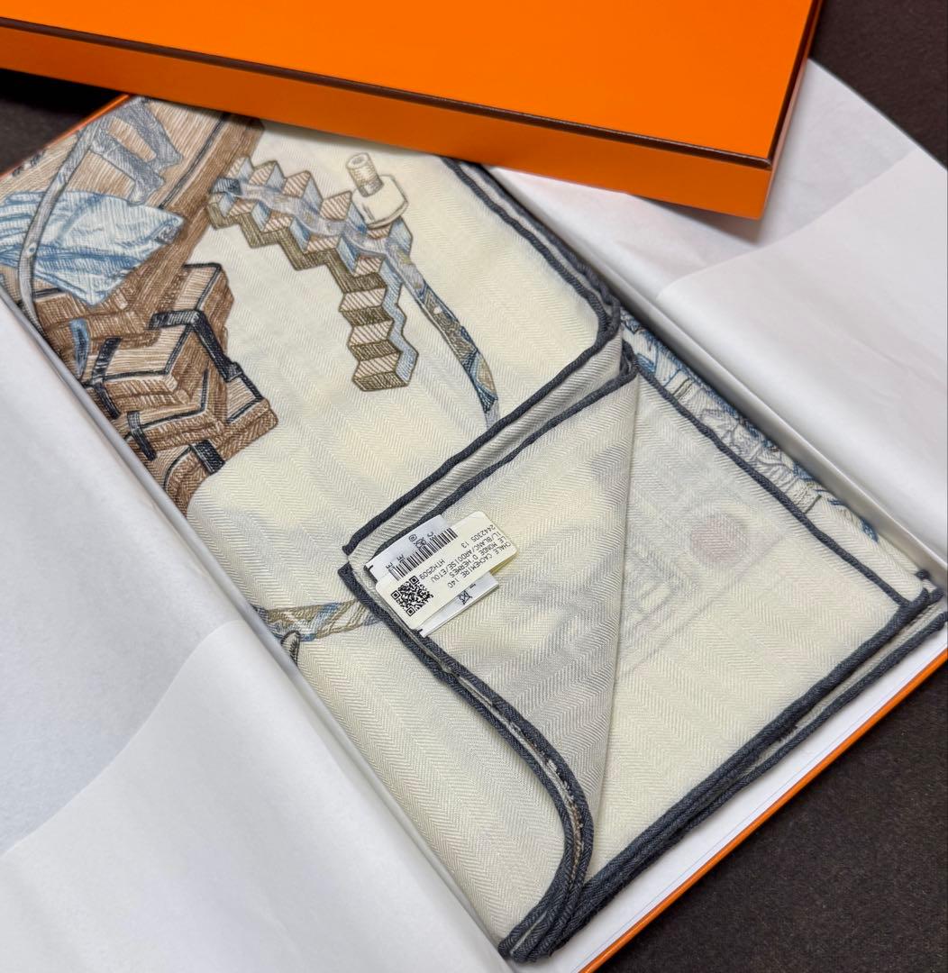 新品未使用 エルメス カレジェアン 《エルメスの世界》　カシシル　カシミアシルク